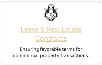 Lease & Real Estate Contracts Graphic Ensuring favorable terms for commercial property transactions.